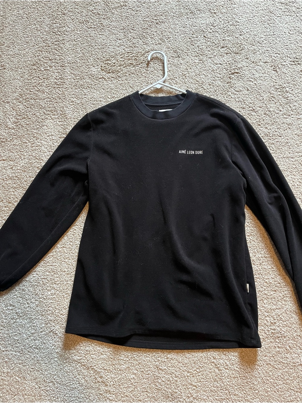 Aime Leon Dore Black Long-Sleeve Crewneck with Chest Logo